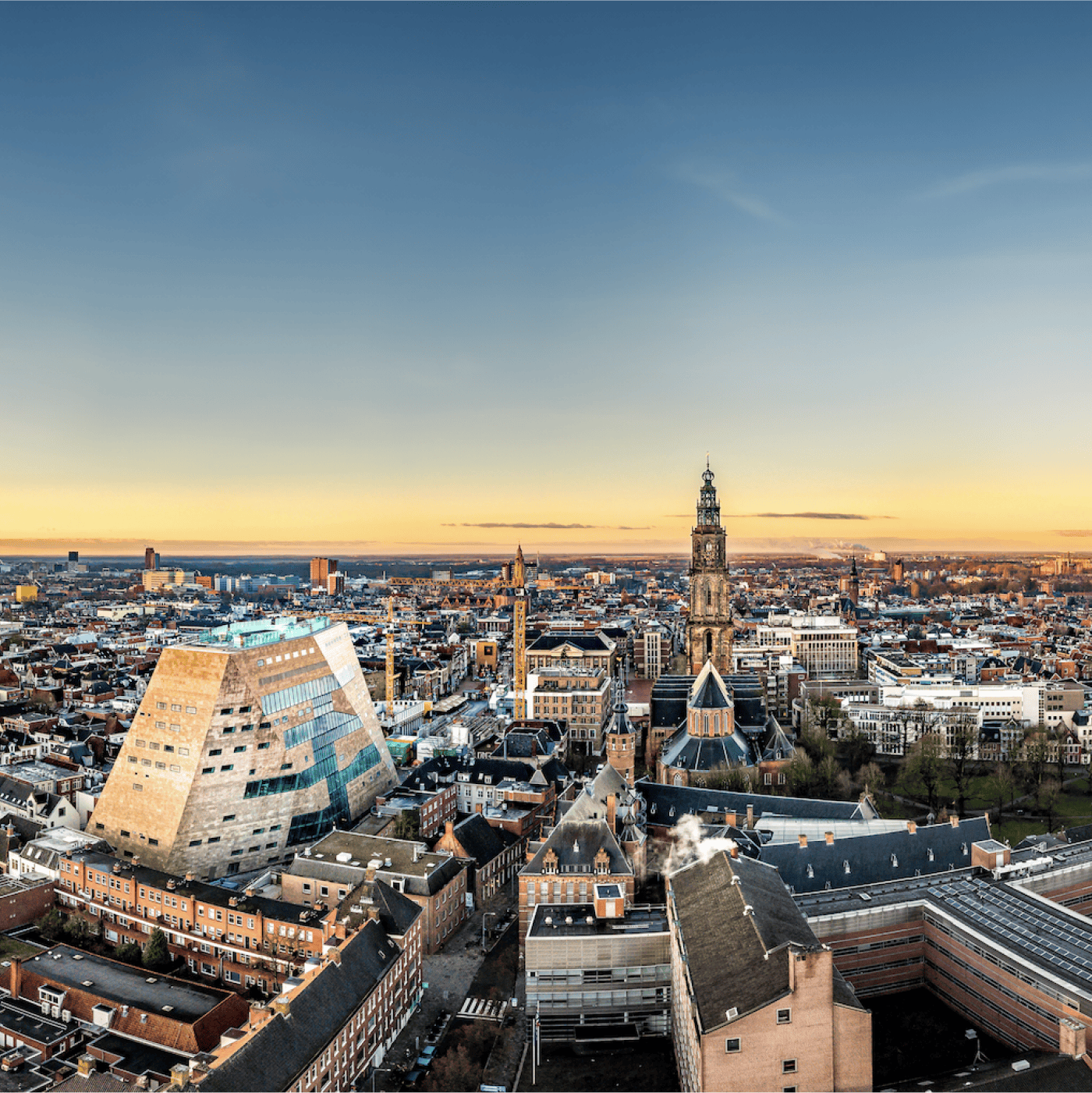Uitzicht op de Martinitoren in Groningen